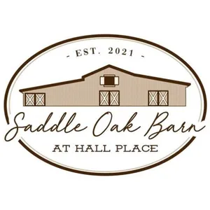 Oval logo of a brown barn with the text Saddle Oak Barn at Hall Place underneath it